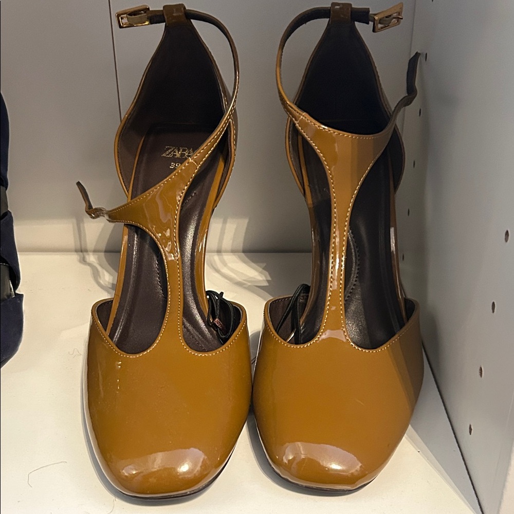 Zara Tan Patent Leather Heels
